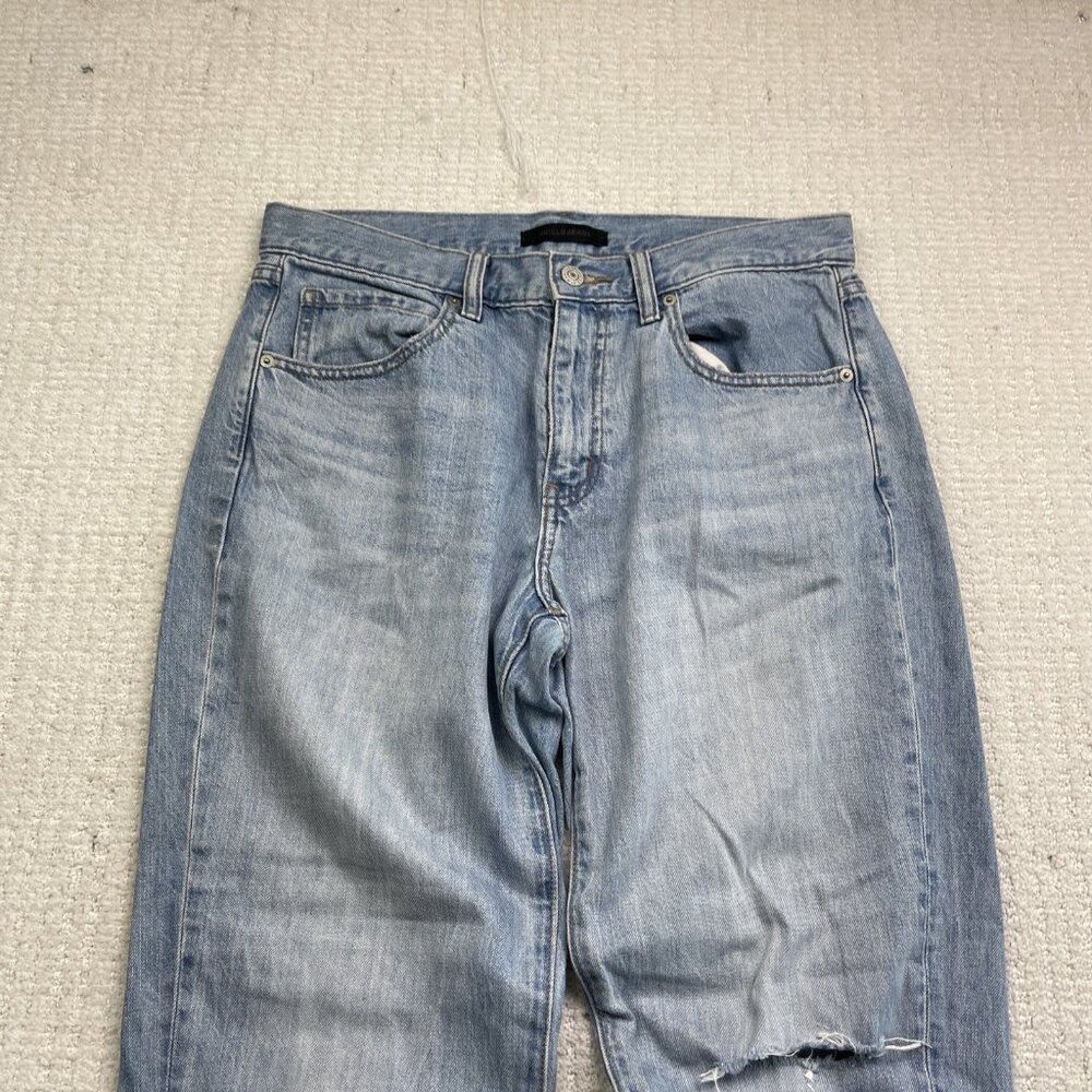 UNIQLO Relaxed Ankle Blue Jeans Size 27 Wide Fit Tapered Distressed Y2K Loose - Picture 2 of 11